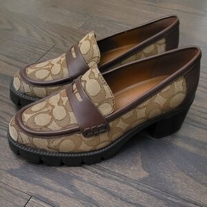 Coach Signature Jacquard Heeled Loafers